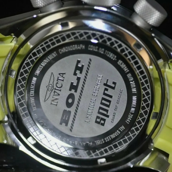 Invicta Men's Rare Reserve Swiss Chronograph Black Dial Lime Poly Watch NEW - Picture 4 of 7